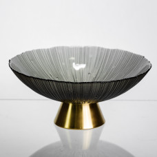 Фруктовница стеклянная «Gold & Grey» 24 см на золотой ножке