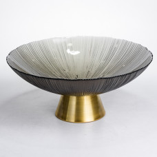 Фруктовница стеклянная «Gold & Grey» 34 см на золотой ножке