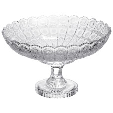 Фруктовниця на ніжці скляна Queen Lace 32 см під кришталь