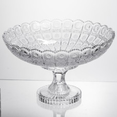Фруктовница на ножке стеклянная Queen Lace 32 см под хрусталь