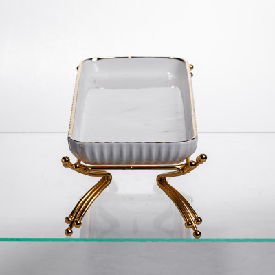 Блюдо сервировочное на металлической подставке 29,5*12*9 см, серебристый