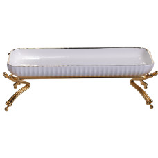 Блюдо сервировочное на металлической подставке 29,5*12*9 см, серебристый