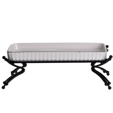 Блюдо сервировочное на металлической подставке 25*10.5*9 см, черный