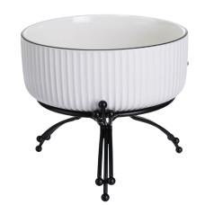 Салатница фарфоровая на металлической подставке 16 см, черный