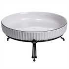 Фруктовница фарфоровая на металлической подставке 22,5 см, черный