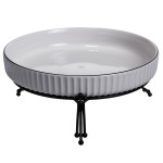 Фруктовница фарфоровая на металлической подставке 25 см, черный