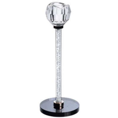 Подсвечник стеклянный Crystal Pillar 22 см на черном основании