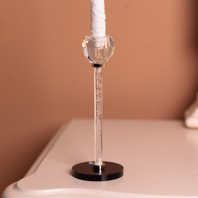 Підсвічник скляний Crystal Pillar 22 см на чорній основі Підсвічник скляний Crystal Pillar 22 см на чорній основі