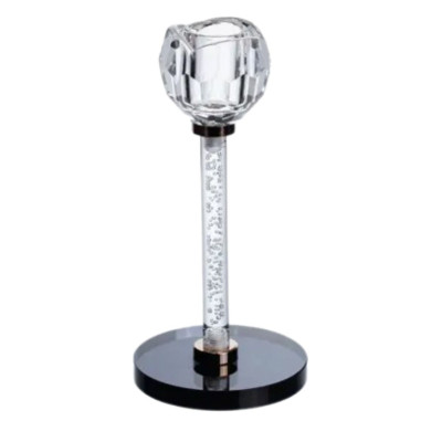 Подсвечник стеклянный Crystal Pillar 17 см на черном основании