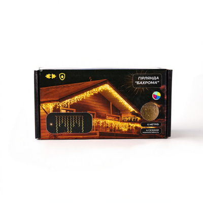 Гирлянда Бахрома уличная 105 LED 6 м белая нить, мультиколор