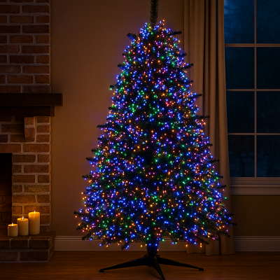 Гірлянда-нитка Роса Хвойна лапа 1500 LED 50 метрів зелена нитка, мультиколор