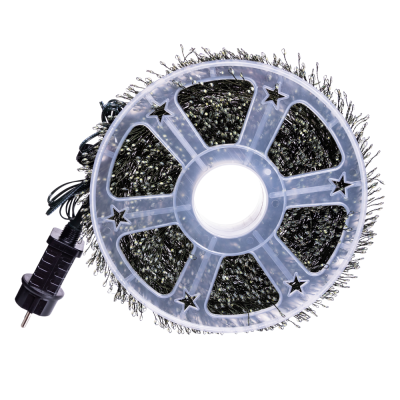 Гірлянда-нитка Роса Хвойна лапа 1500 LED 50 метрів зелена, білий