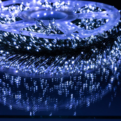 Гірлянда-нитка Роса Хвойна лапа 1500 LED 50 метрів зелена, білий