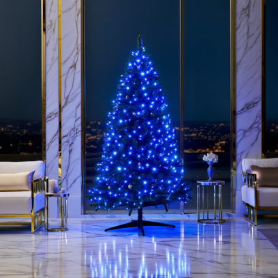 Гірлянда-нитка Роса Хвойна лапа 1500 LED 50 метрів біла нитка, синій 