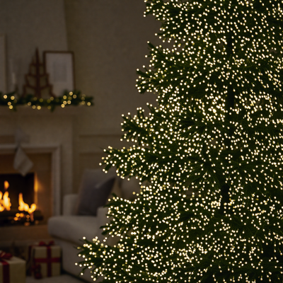 Гірлянда-нитка Роса Хвойна лапа 1500 LED 50 метрів біла, жовтий