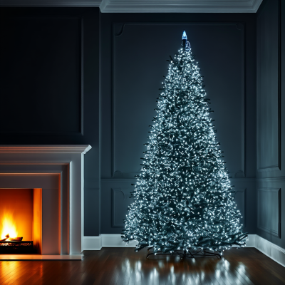 Гирлянда-нить Роса Хвойная лапа 3000 LED 100 метров зеленая нить, белый