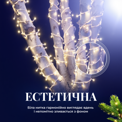 Гирлянда Нитка уличная 300 LED 30 м от сети белая нитка, белый Гирлянда Нитка уличная 300 LED 30 м от сети белая нитка, белый