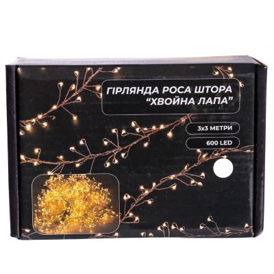 Гірлянда штора хвойна лапа світлодіодна 600 LED 3х3 м, білий