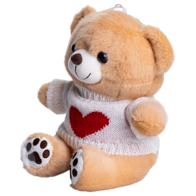 Іграшка-брелок Ведмедик у білому светрі 20 см, бежевий Іграшка-брелок Ведмедик у білому светрі 20 см, бежевий