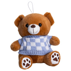 Игрушка-брелок Мишка в клетчатом свитере 20 см, коричневый