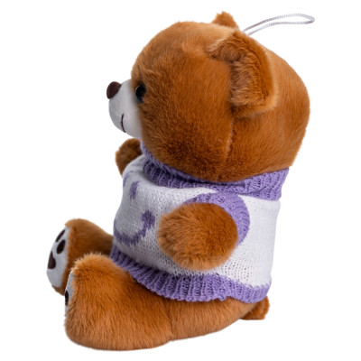 Игрушка-брелок Мишка в свитере со смайлом 20 см, коричневый Игрушка-брелок Мишка в свитере со смайлом 20 см, коричневый