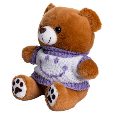 Игрушка-брелок Мишка в свитере со смайлом 20 см, коричневый Игрушка-брелок Мишка в свитере со смайлом 20 см, коричневый