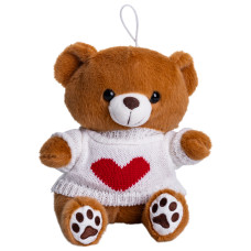 Игрушка-брелок Мишка в белом свитере 20 см, коричневый