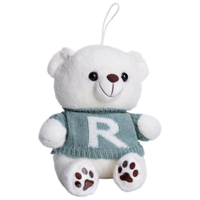 Игрушка-брелок Мишка в мятном свитере 20 см, белый