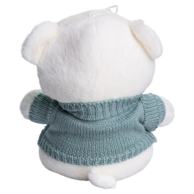 Игрушка-брелок Мишка в мятном свитере 20 см, белый