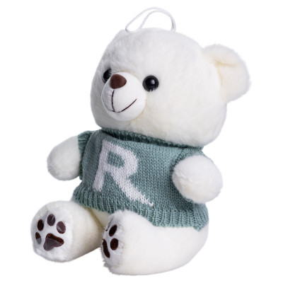 Игрушка-брелок Мишка в мятном свитере 20 см, белый