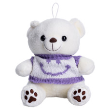 Игрушка-брелок Мишка в свитере со смайлом 20 см, белый