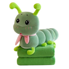 Подушка-игрушка Гусеница с пледом 110*170 см, зеленый