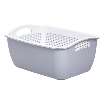 Корзина для мытья овощей и фруктов пластиковая 32*23*13 см, серый Корзина для мытья овощей и фруктов пластиковая 32*23*13 см, серый