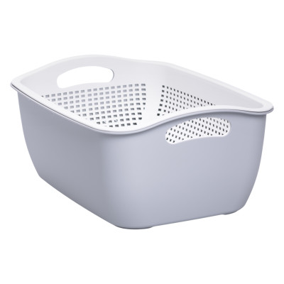 Корзина для мытья овощей и фруктов пластиковая 32*23*13 см, серый Корзина для мытья овощей и фруктов пластиковая 32*23*13 см, серый