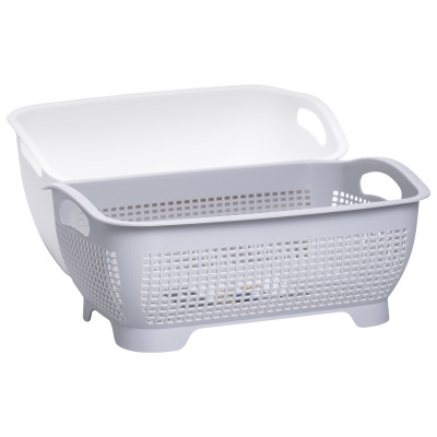 Корзина для мытья овощей и фруктов пластиковая 32*23*13 см, белый Корзина для мытья овощей и фруктов пластиковая 32*23*13 см, белый