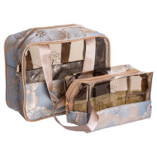 Набор косметичек прозрачных 2 штуки 22*11*18/17*10*11 см водонепроницаемые, голубой