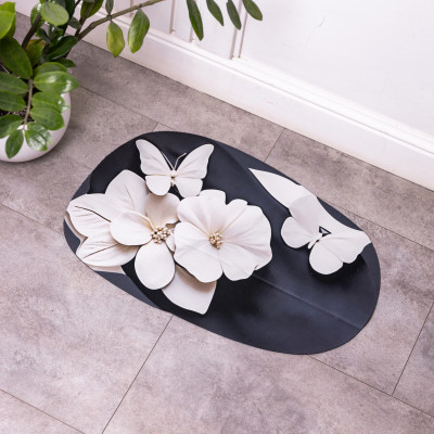 Коврик для ванной комнаты с 3D-эффектом Petal Relief 58*38 см диатомитовый, черный Коврик для ванной комнаты с 3D-эффектом Petal Relief 58*38 см диатомитовый, черный