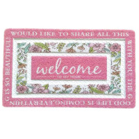 Килимок придверний Welcome прямокутний 60*40 см, рожевий