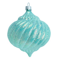 Новорічна прикраса на ялинку Дзига 10 см глянець, тіфані