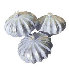Набор елочных игрушек Зефир 3 штуки по 12 см с серебряной поталью, белый