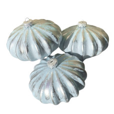 Набор елочных игрушек Зефир 3 штуки по 12 см с серебряной поталью, голубой
