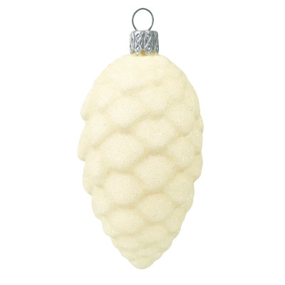 Набор новогодних украшений на елку Шишка 4 штуки 4*8 см блеск, айвори