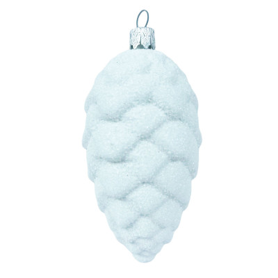 Набір новорічних прикрас на ялинку Шишка 4 штуки 4*8 см блиск, білий