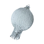 Ялинкова іграшка Гранат 8 см зі срібною поталлю, білий