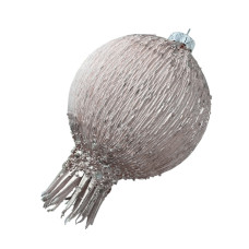 Елочная игрушка Гранат 8 см с серебряной поталью, пудра