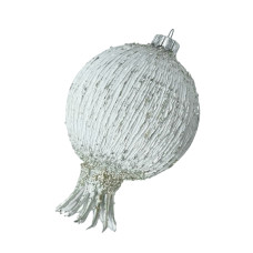 Елочная игрушка Гранат 8 см с золотой поталью, белый