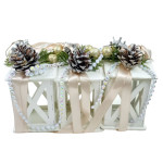 Новорічна підвіска дерев'яна 3 штуки "Ліхтар" об'ємна 6*6*11 см, білий