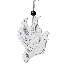 Набор новогодних подвесок «Голуби» деревянные 4 штуки блеск 10*10 см, белый