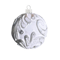 Набор елочных игрушек Винтаж 2 штуки по 8 см с серебряной поталью, белый