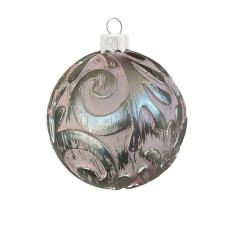 Набор елочных игрушек Винтаж 2 штуки по 8 см с серебряной поталью, пудра